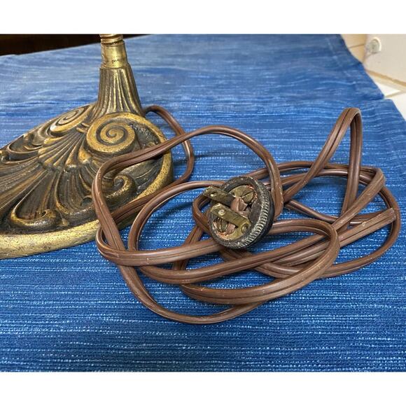 Vintage Gooseneck Cast Iron Art Deco Ornate Base Industrial Table Desk Lamp 7B - Picture 4 of 6